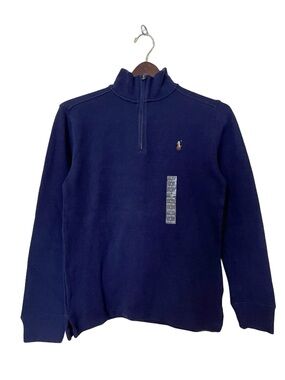 [NEW] Polo Ralph Lauren Navy Blue Quarter Zip Pullover Sweater Sz L (14-16)
